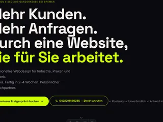 Anscheit Digital Homepage — Dark-Mode-Design mit Electric-Lime-Akzent