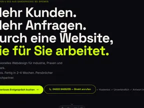 Anscheit Digital Homepage — Dark-Mode-Design mit Electric-Lime-Akzent